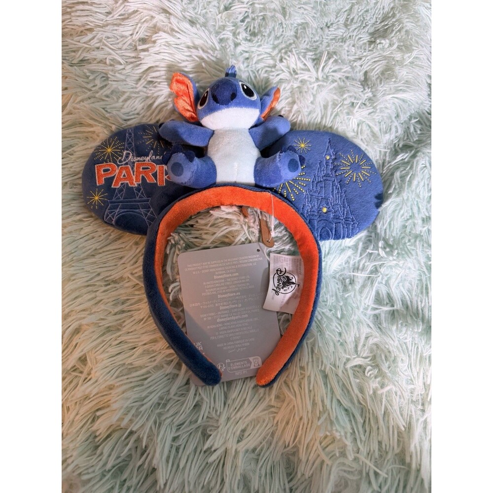 Disney Parks Disneyland Paris Plush Stitch Castle Fireworks Ducks Ear Headband
